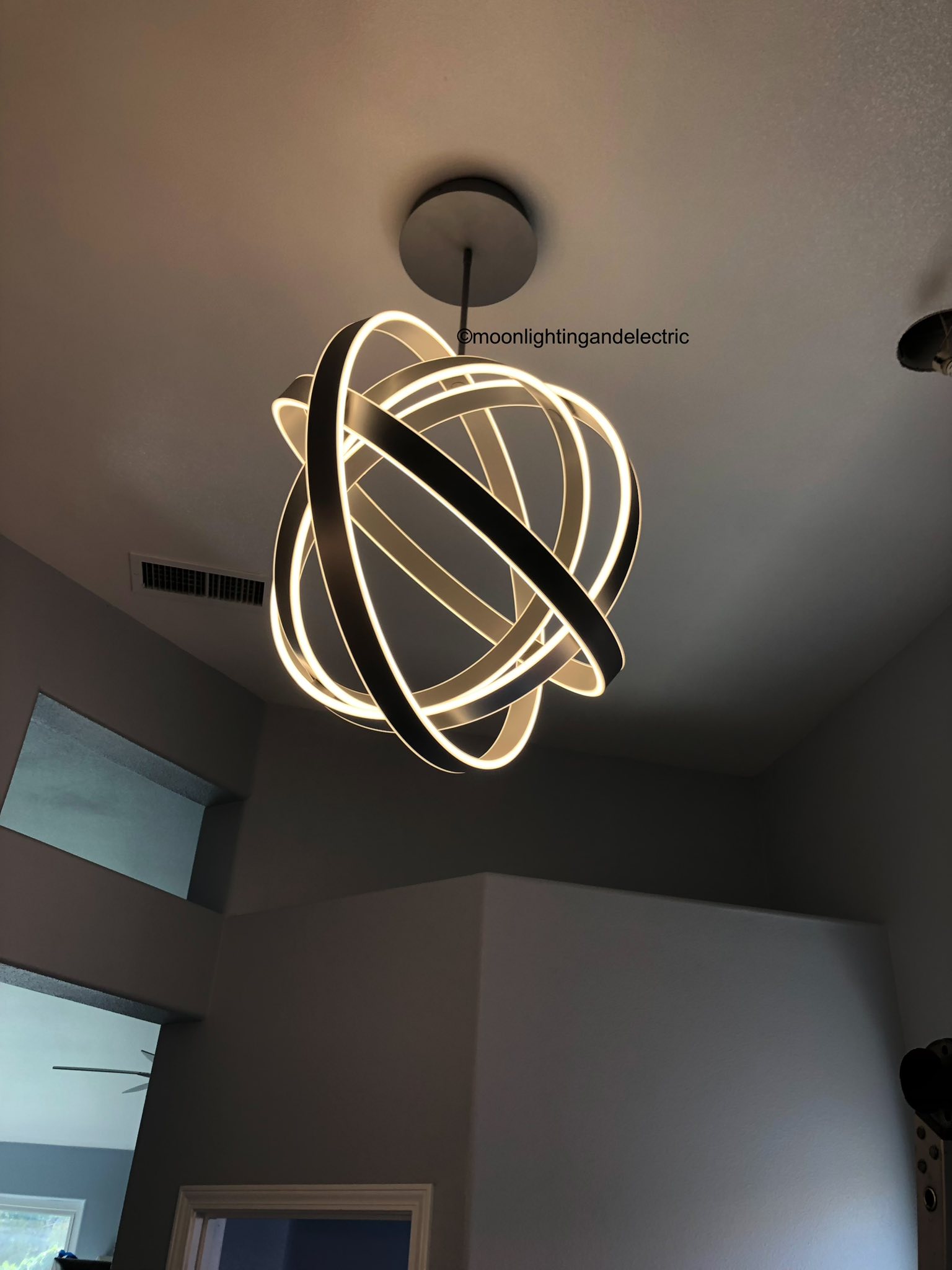 Chandelier install by Moon Lighting and Electric Fresno